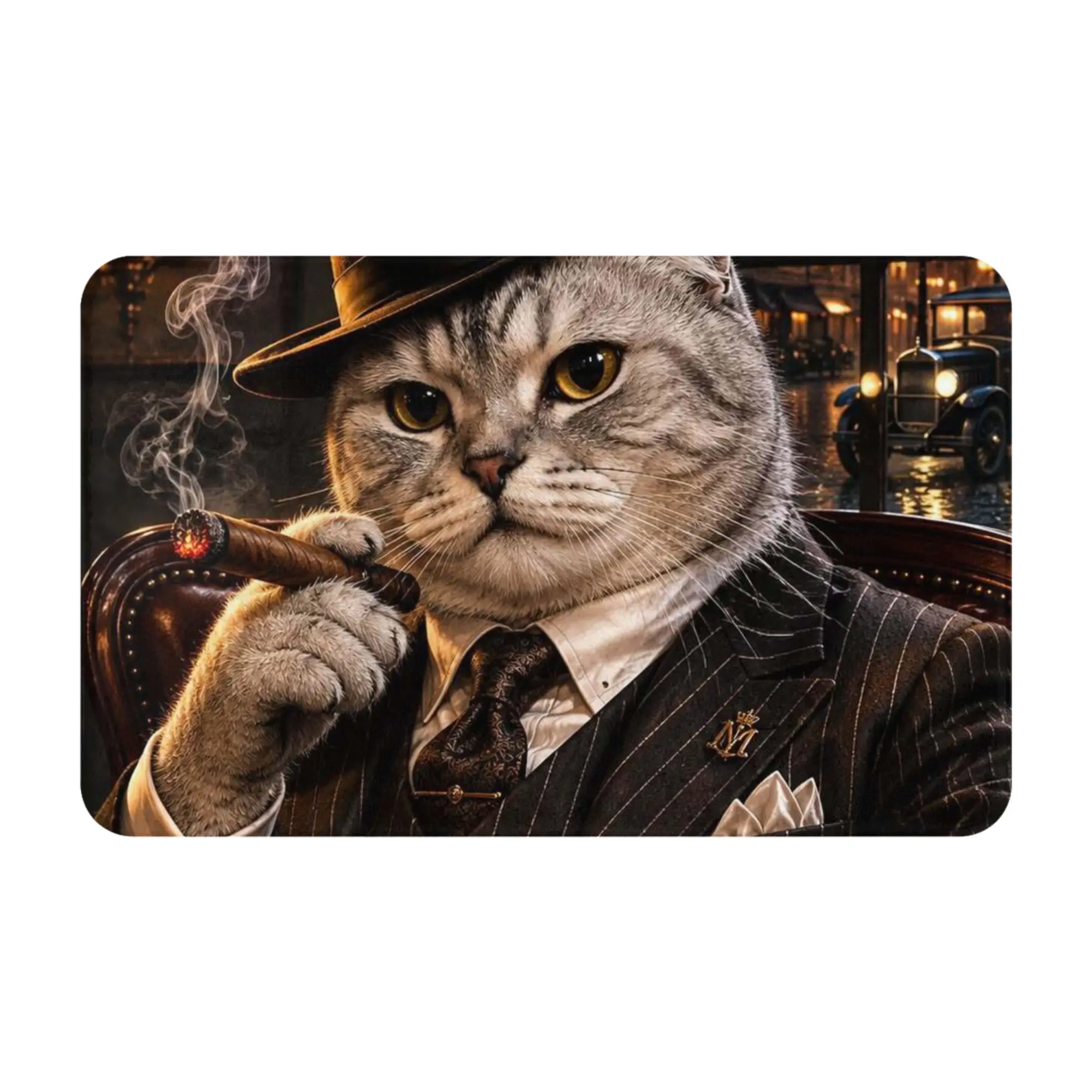 Mafia Gentleman Cat Vintage Art Doormat Bath Living Room Mat  Entrance Home Decor