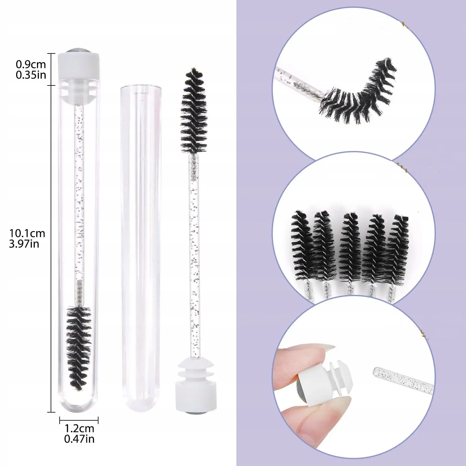 50pcs Reusable Eyelashes Brush Tube for Eyelash Extension Disposable Mascara Wands Eyebrow Brush Applicator EyeLash Brushes