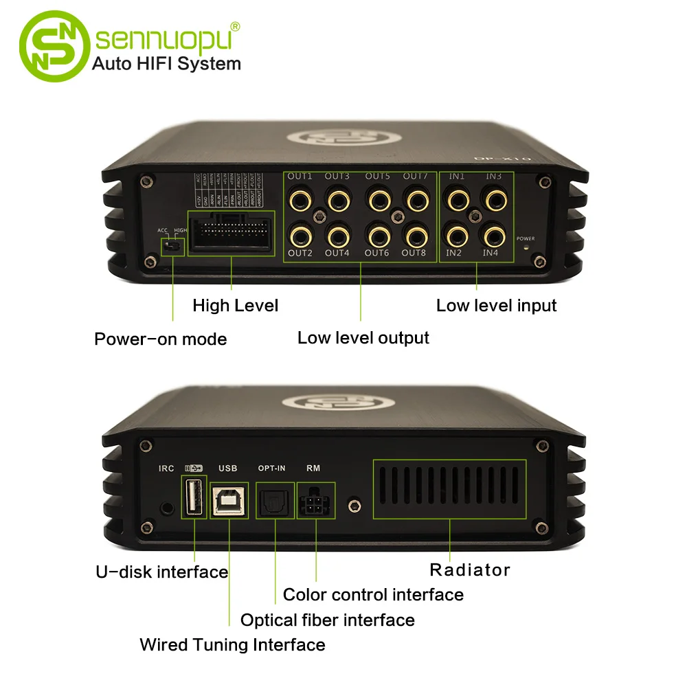 Sennuopu DP X10 Автомобильная аудиосистема 4-канальный усилитель мощности 8-канальный процессор DSP Bluetooth Amp Эквалайзер Amplificador Automotivio Sound