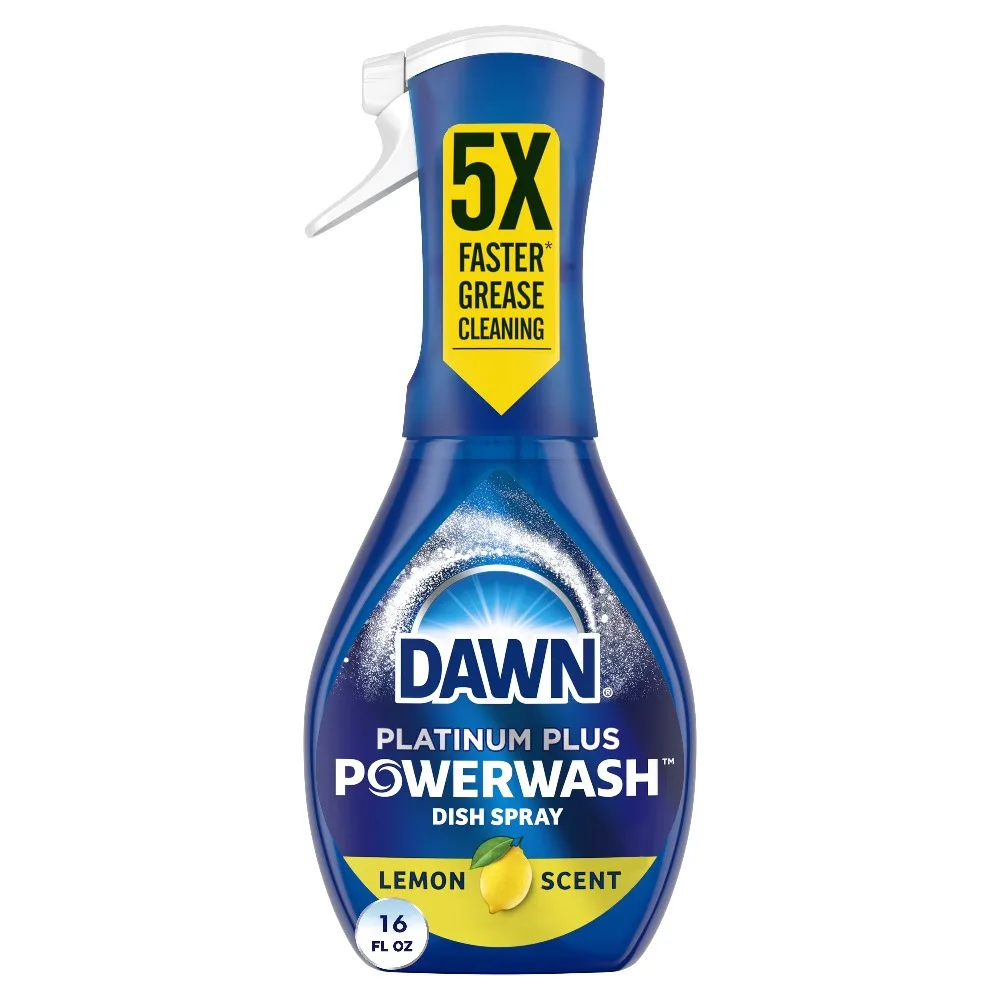 Platinum Powerwash Dish Spray, Dish Soap, Lemon Scent, 16 fl oz, Kitchen Cleaning Starter Kit, Powerful Grease Remover, Liquid Soap for Hand Washing Dishes, Fast Acting Foam
