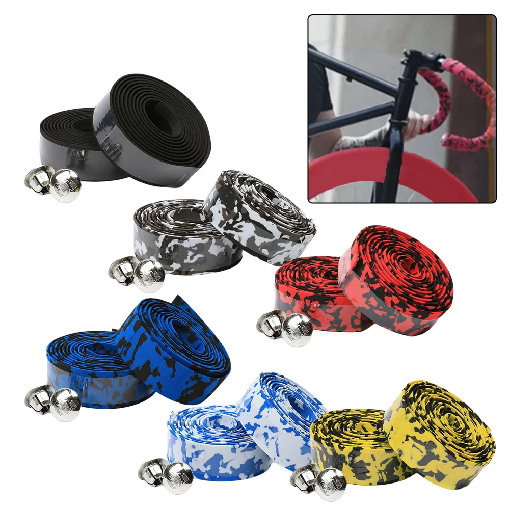 

2pcs Bicycle Handlebar Tape 210x3cm Camouflage Color Sponges Shock Anti-Slip Bar Tape With Bar Plugs Bike Handle Bar Accessories