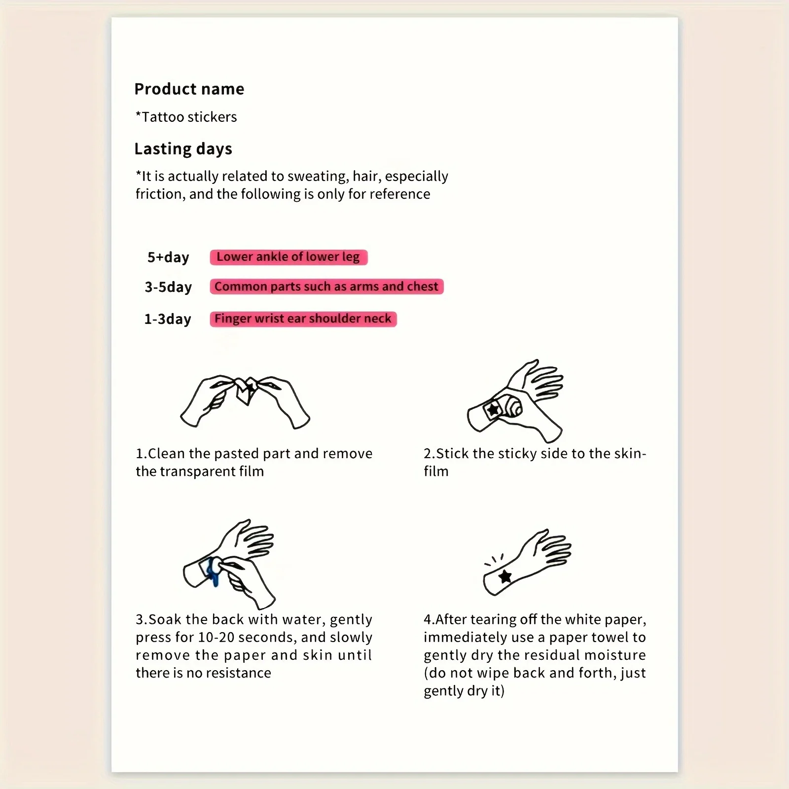 장난꾸러기 곰용 임시 문신 스티커, 세련되고 미니멀한 멋진 스타일, 사용하기 쉬움, 1-3 일 어깨 지속