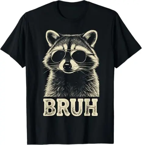 Coole Waschbär-Sonnenbrille Bruh Lustiges T-Shirt für Waschbär-Liebhaber Jungen Mode Teenager Neuheit Geschenk Y2k Streetwear Süßes T-Shirt Coole Kleidung – Detail 3