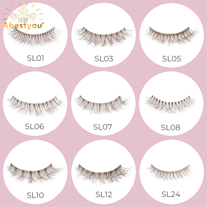 

Abestyou High Quality 5d Invisible Clear Brown Color Cat Fox Eye Dramatic Eyelashes Extension Flexible Band Fluffy Mink Lashes