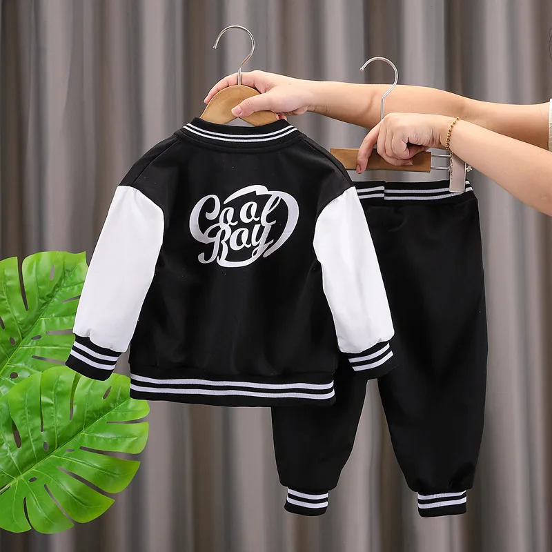 Children\'s Suit 2024spring autumn Boy Clothing Letter printing 2-piece set Fashion and Leisure Baby Jacket+Pants Suit0-5Y