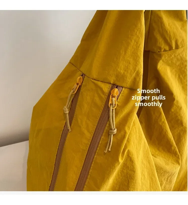 Lässige Nylon-Umhängetasche mit mehreren Taschen, Doppelreißverschluss, hohe Kapazität, Einkaufstasche, 2025, modische einfarbige Handtaschen, Einkaufstasche – Detail 12