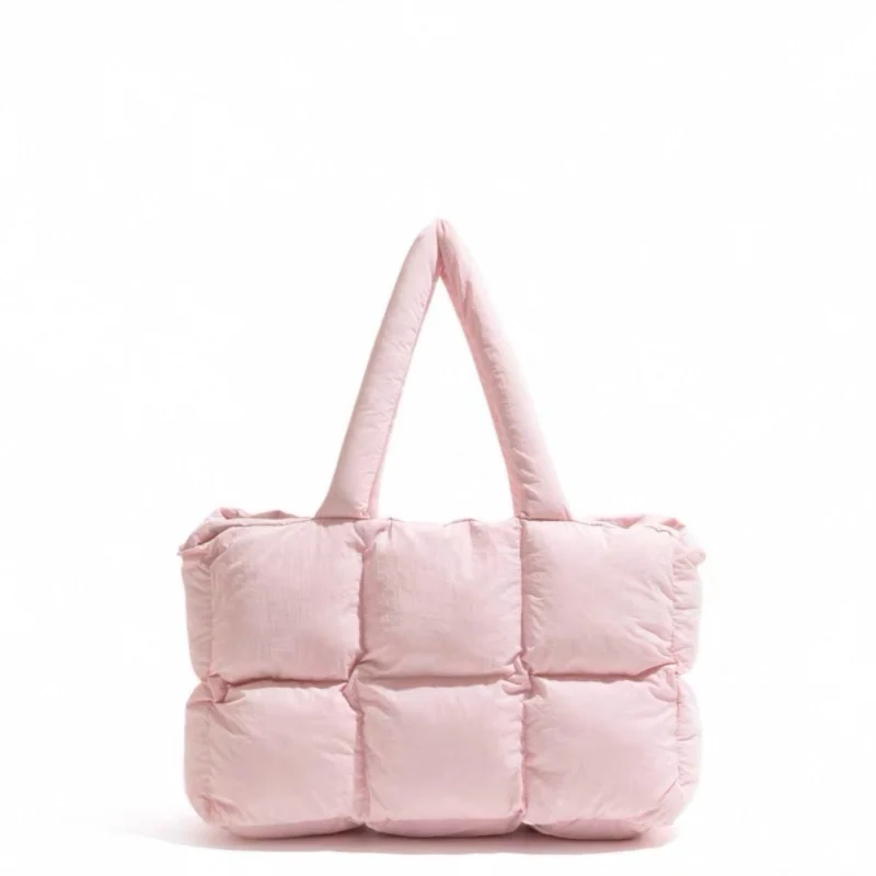 

Women Tote Handbags Quilted Plaid Bag Retro Trendy Checkered Waterproof Shoulder Bag Solid Color Winter Soft Large Capacity Bags