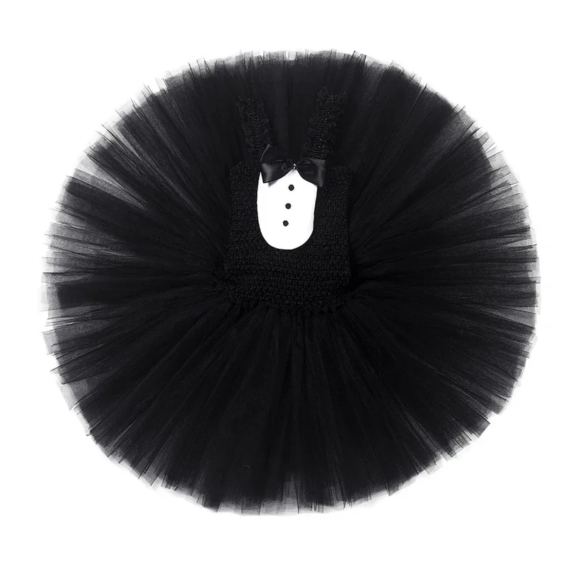 White Black Cat Tutu Dress for Baby Girls Halloween Costumes Kids Animal Kitty Birthday Outfit with Ears Hairbow Child Cloth@0Z*