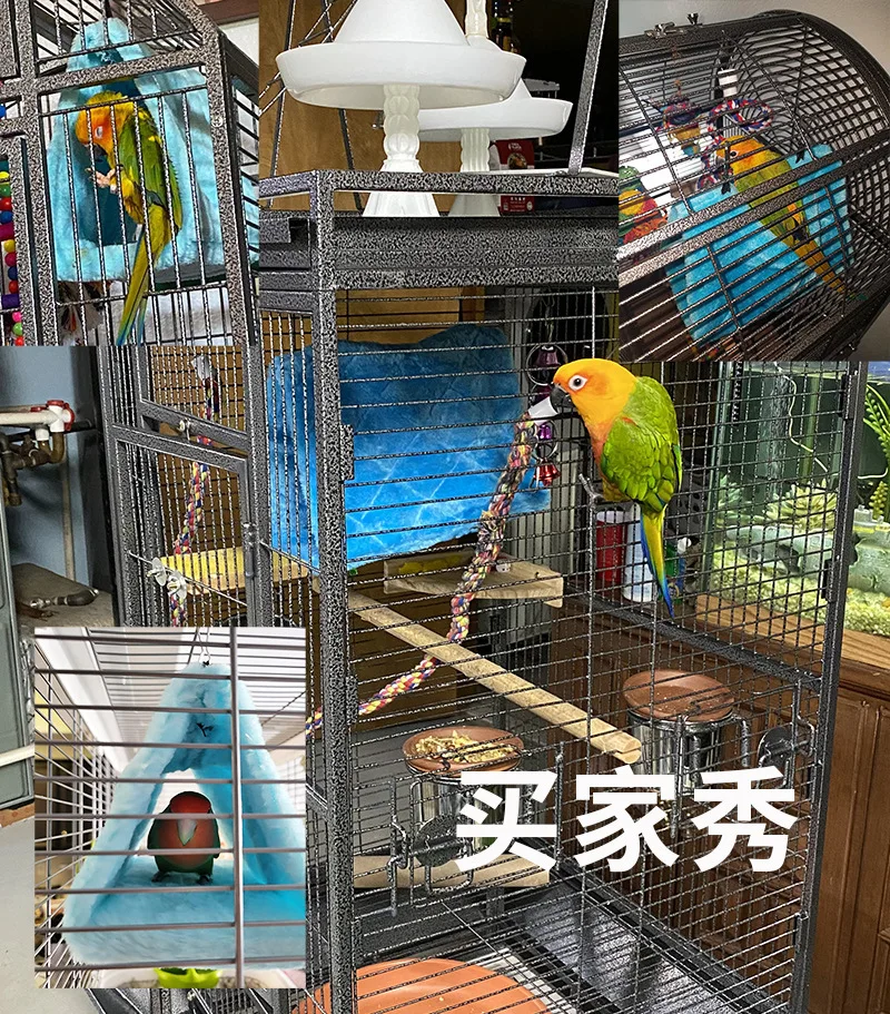 Vogelbett, Winter-Papageienkäfige, warme Plüsch-Dreieck-Hängematte, Hütte, Zeltbett, hängende Höhle zum Schlafen und Schlüpfen, Vogelzubehör – Detail 3