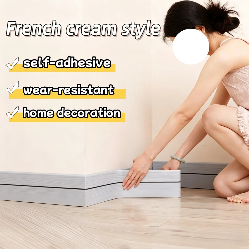 1pc118.11X3.15in Baseboard Trim, Flexible Self-Adhesive Wood Grain Wall Base Skirting Board for Home Interior Wall Decoration