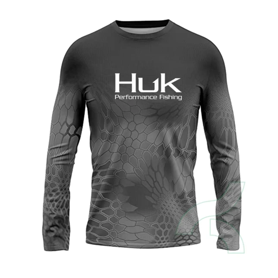 HUK Fishing Shirts Men's Outdoor Summer Long Sleeve Hoodie UPF 50+ T-shirt Tops UV Protection Fishing Clothes Camisa De Pesca