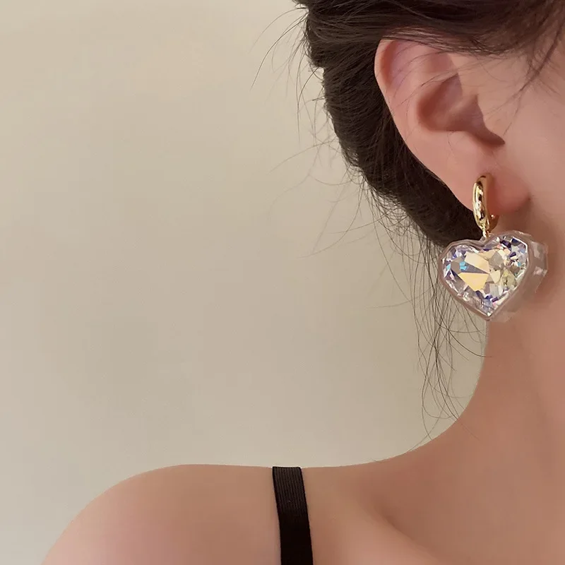 Trendy Jewelry Hot Selling 2024 Trend New Colorful Heart Earrings For Women Girl Sweet Korean Temperament Gift Dropshipping
