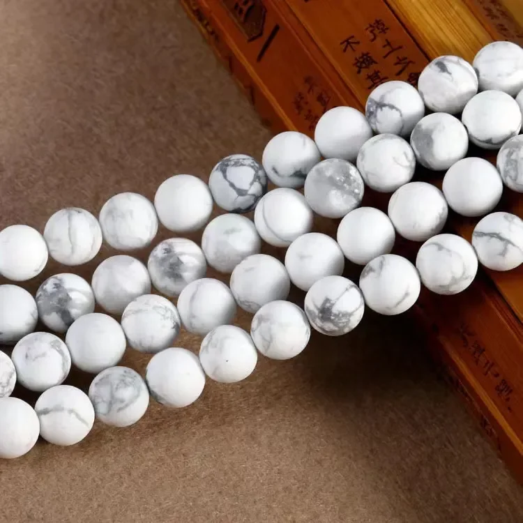 Wholesale Natural Howlite White Turquoises Stone Beads For Jewelry Making DIY Necklace Bracelet 4/ 6/ 8/10/12 mm Strand 15''