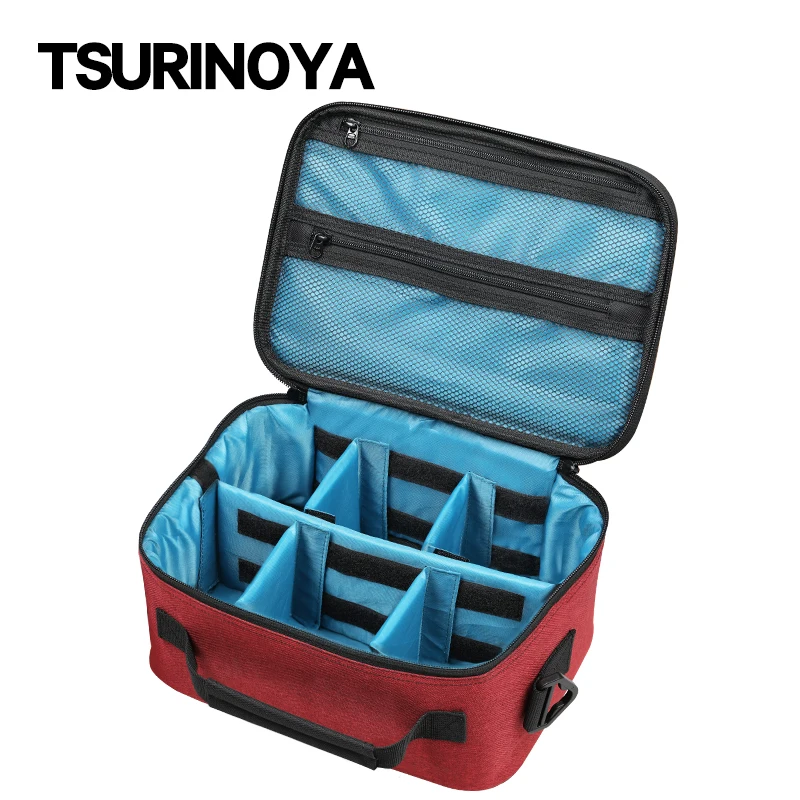 TSURINOYA Fishing Reel Storage Bag Multi-Purpose Reels Bag Large Capacity Removable Partition Waterproof Adjustable Reel Case