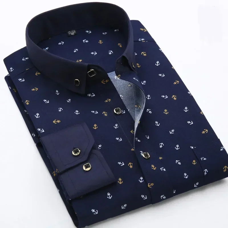 

Men's Long Sleeve Printed Casual Shirt Fashion Trun-down Collar Wedding Party Shirts Soft Hawaiian Holiday Summer Shirt