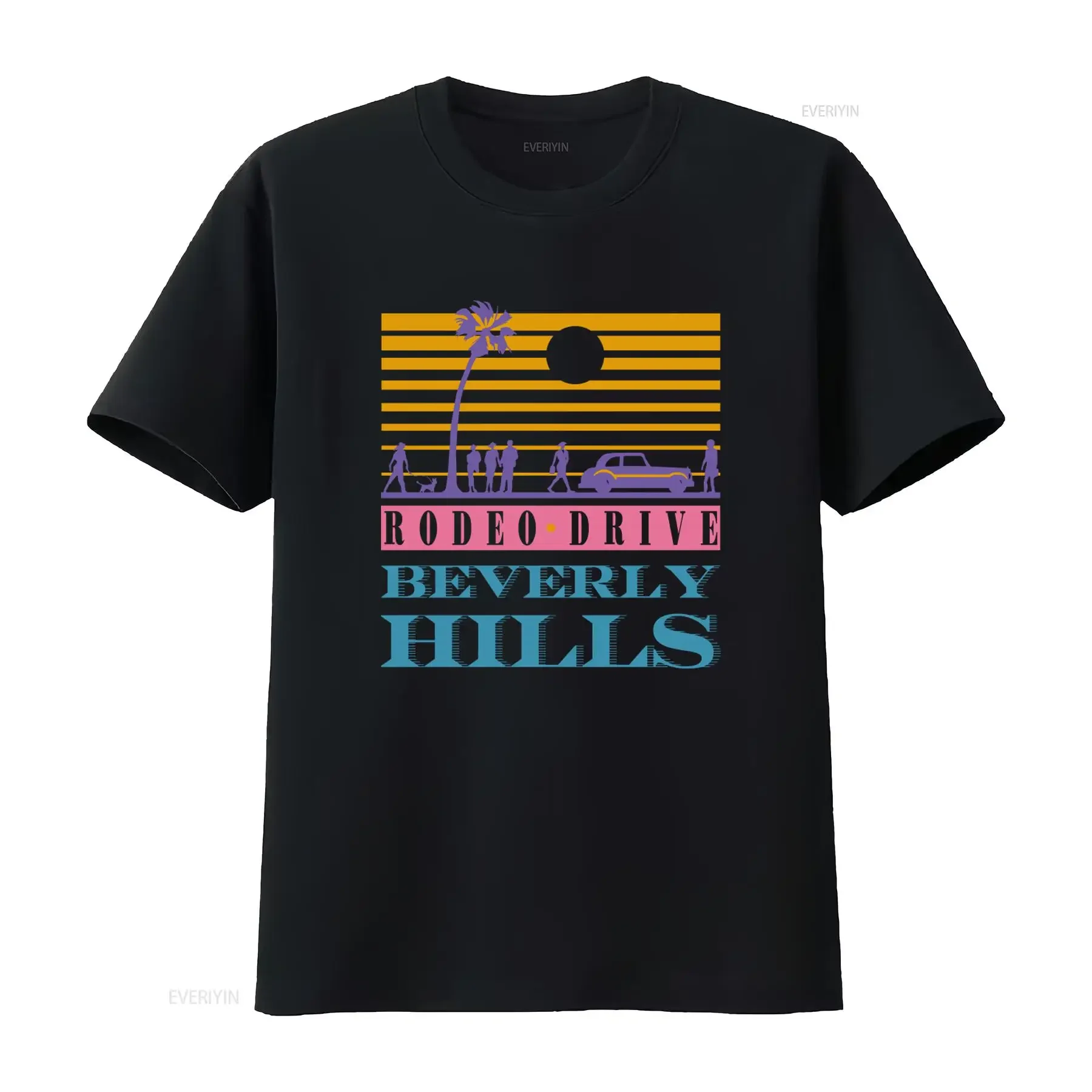Vintage 80's Style Beverly Hills Rodeo Drive Print T Shirt for Men Size M vintage Washed Stylish Casual Unisex Soft