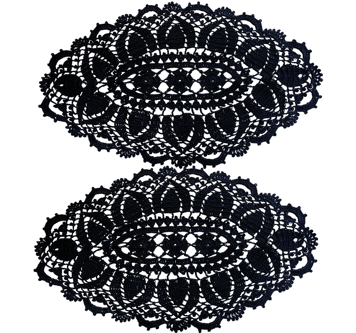 BomHCS  Tulip Flower Lace Placemats Handmade Crochet Doily Table Mat for Kitchen Tablecloth2pcs