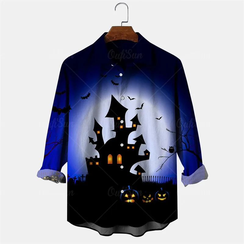 Męskie koszule z długim rękawem Halloween Party Wear Luksusowe koszule premium Moda Casual Luźne topy w dużych rozmiarach