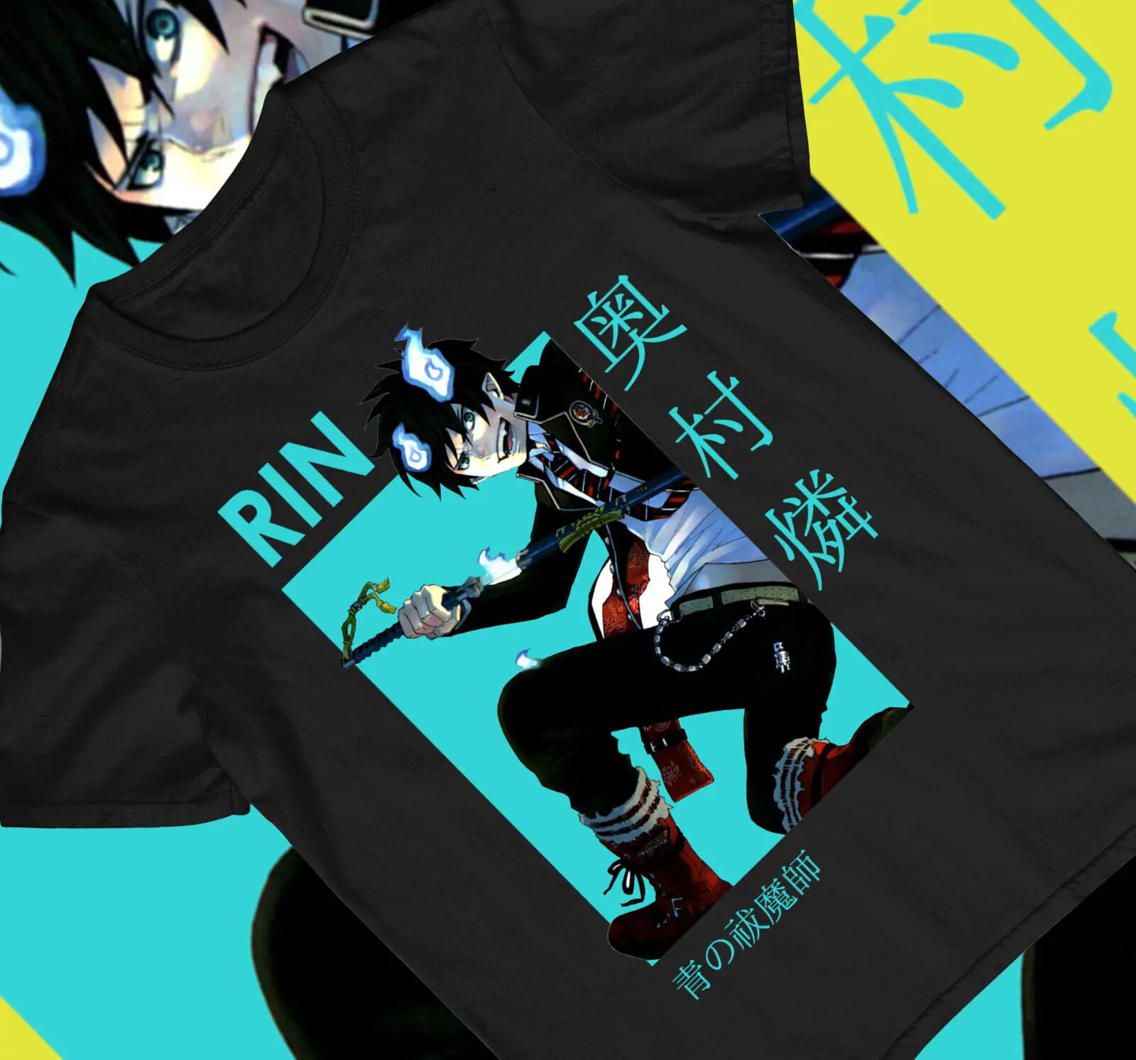 Rin Okumura Blue New T-shirt,anime ,manga,best boy, high school, katana