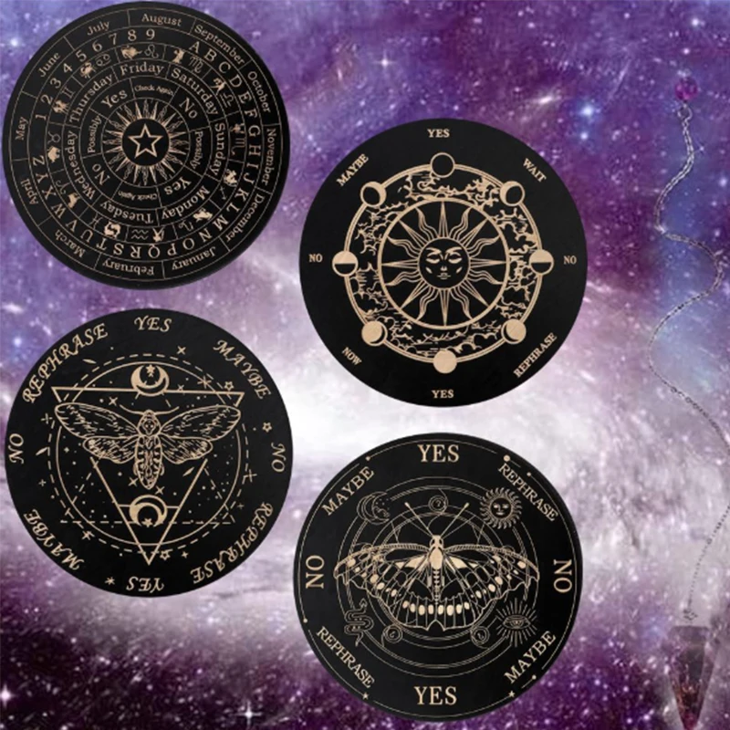 Wooden Pendulum Board moon Star Divination Energy Carven Plate Healing Meditation Board Ornaments Metaphysical Altar Ouija Board