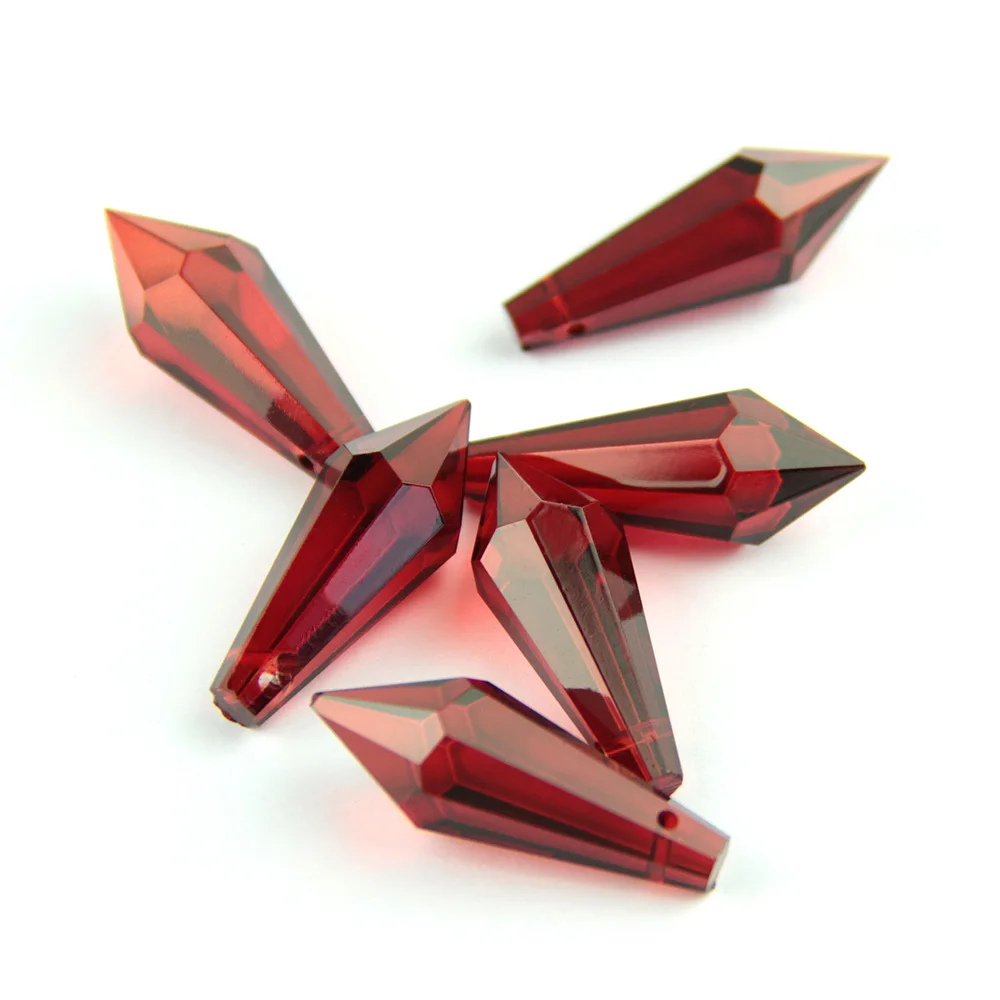 

38mm/63mm/76mm Dark Red Crystal Icicle U Drop Prims Pendant Parts For Partition Curtain Pendant Hot Sales