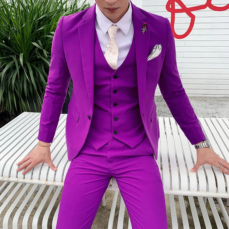 ZL5 men's Korean style slim and fashionable groom's suit