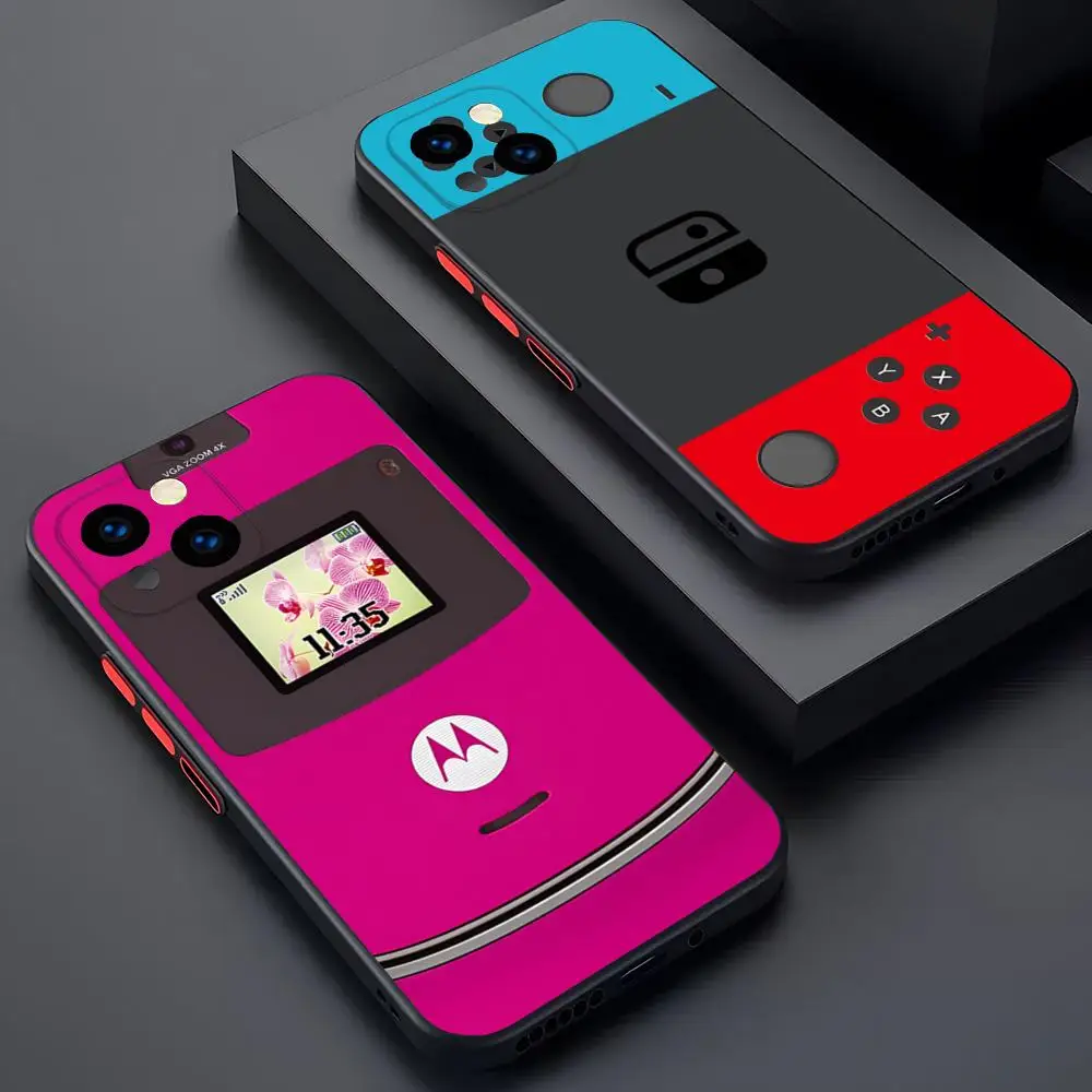 Retro Mobile Game Console Phone Case Matte Transparent For 16 15 IPhone 12 11 13 Pro Max X XR XS 8 SE Mini Plus Back Cover