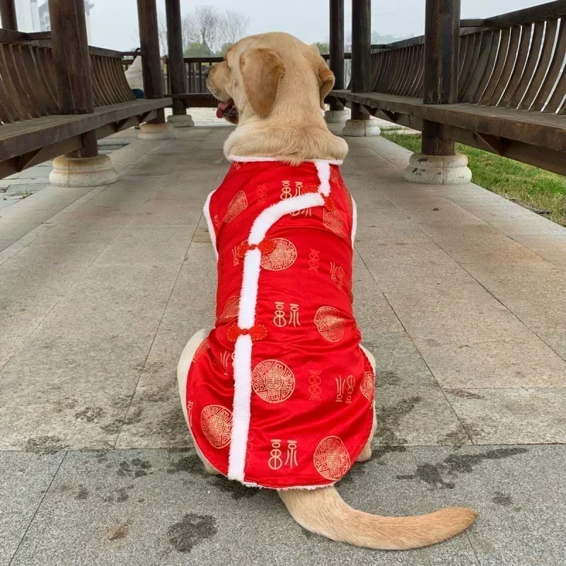 Chinese New Year Dog Clothes Tang Suit Small Medium Big Large Dog Clothing Coat Cheongsam Corgi Husky Golden Retriever Costume