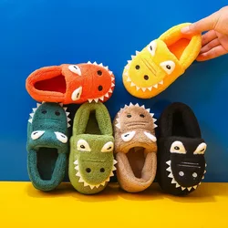 Chidlren Slippers Autumn Winter Cartoon Cotton Shoes Boys Girls Warm Plush Home Slippers Indoor Non-slip Soft Sole Kids Shoes