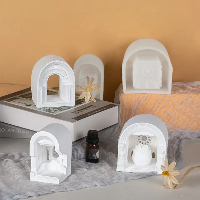Palace Series Diffuser Stone Silicone Mold DIY Ancient Roman Lotus Flower Palace Handmade Plaster Ornaments Mould