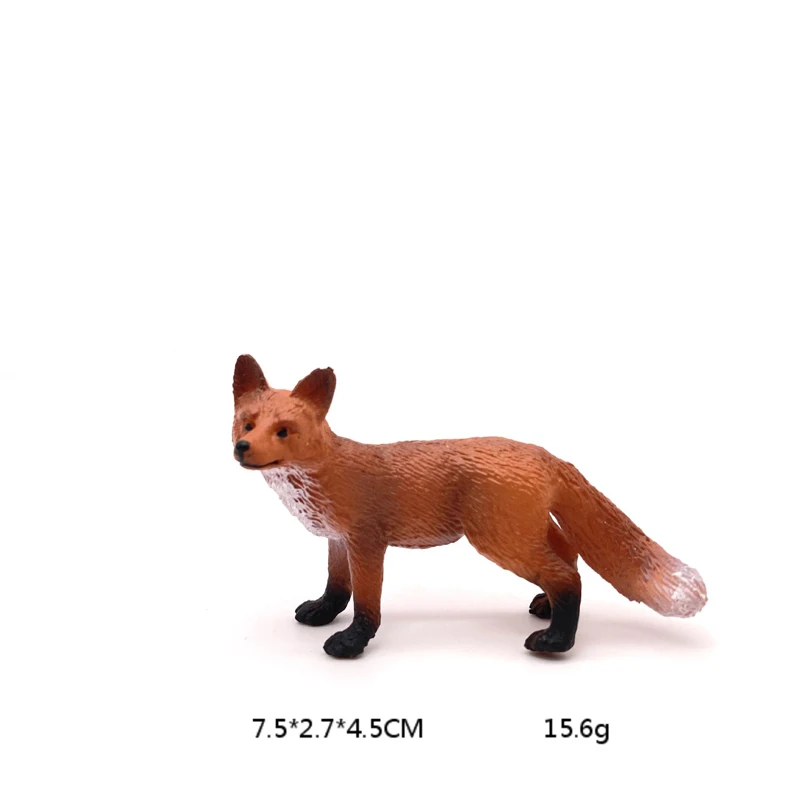 Realistisches Tierspielzeug, Modellständer, roter Fuchs, Kunstharzfigur, Heim-/Büro-Dekoration, Sammlerspielzeug für Kinder, frühe Bildung
