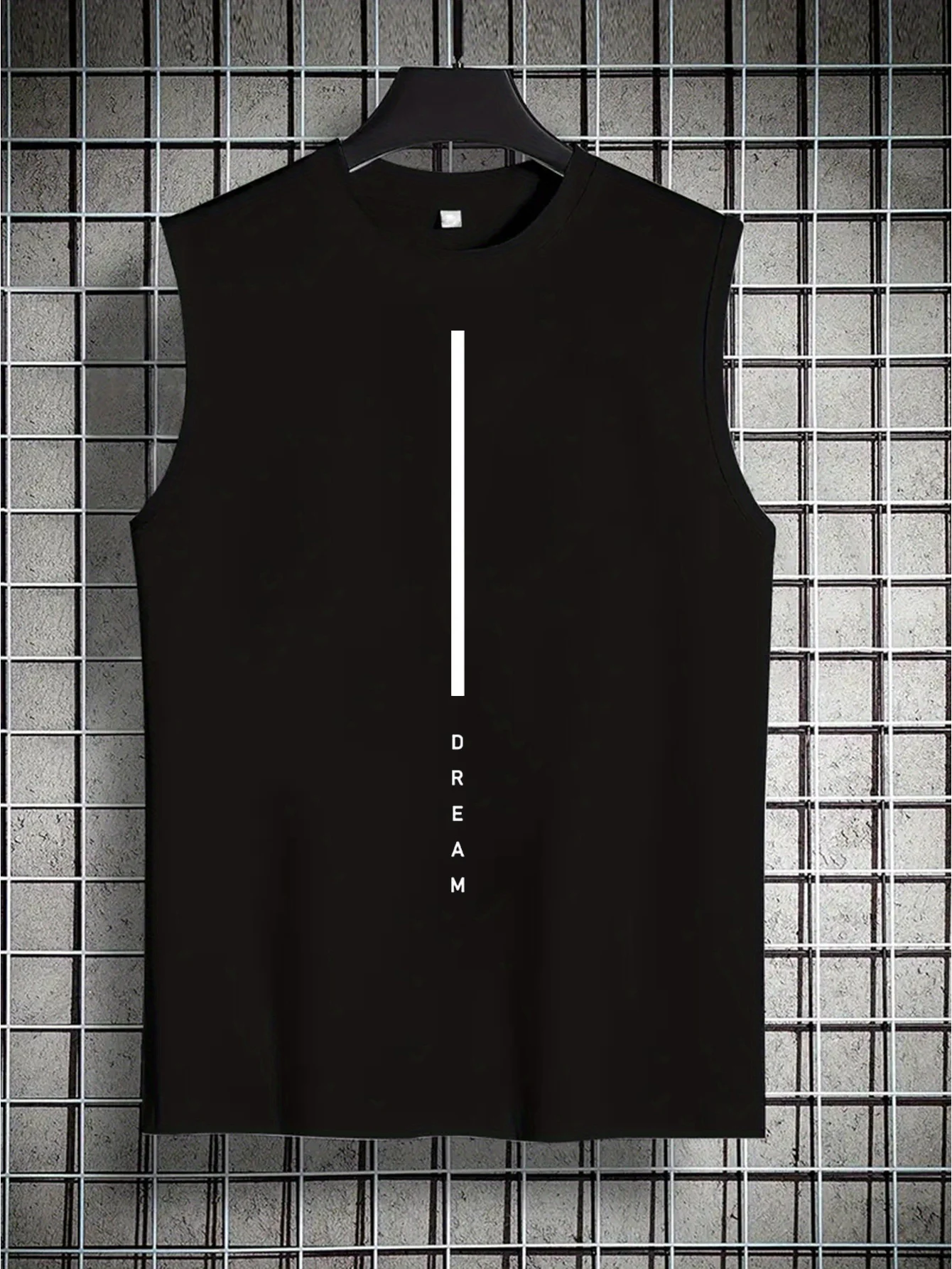Men's Summer Leisure Sports Fitness Loose DREAM Letter Printed Comfortable Breathable Round Neck Sleeveless Tank Top