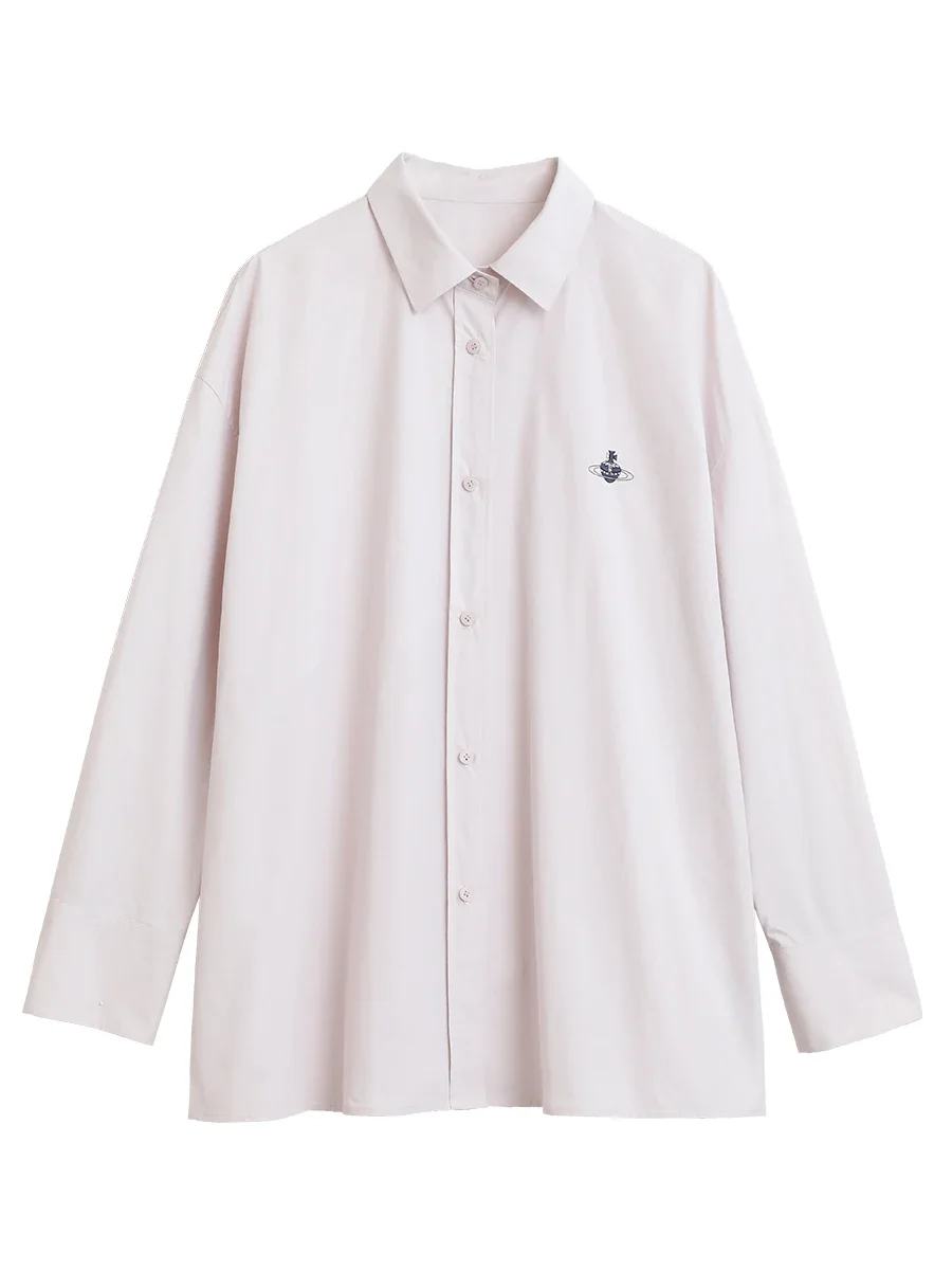 CHIC VEN Women Shirt Loose Casual Long Sleeve Mid Length Blouses Cotton Female Thin Tops Spring Summer 2025 Clothing