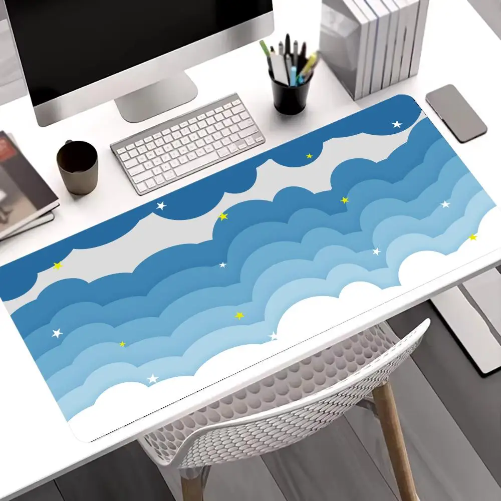 

Cute cloud stars Mouse Pad Large Gaming Nootbook Game Rug Art Non-slip Seamed Edge Mousepads Laptop Tablet Mat Mini PC Playmat