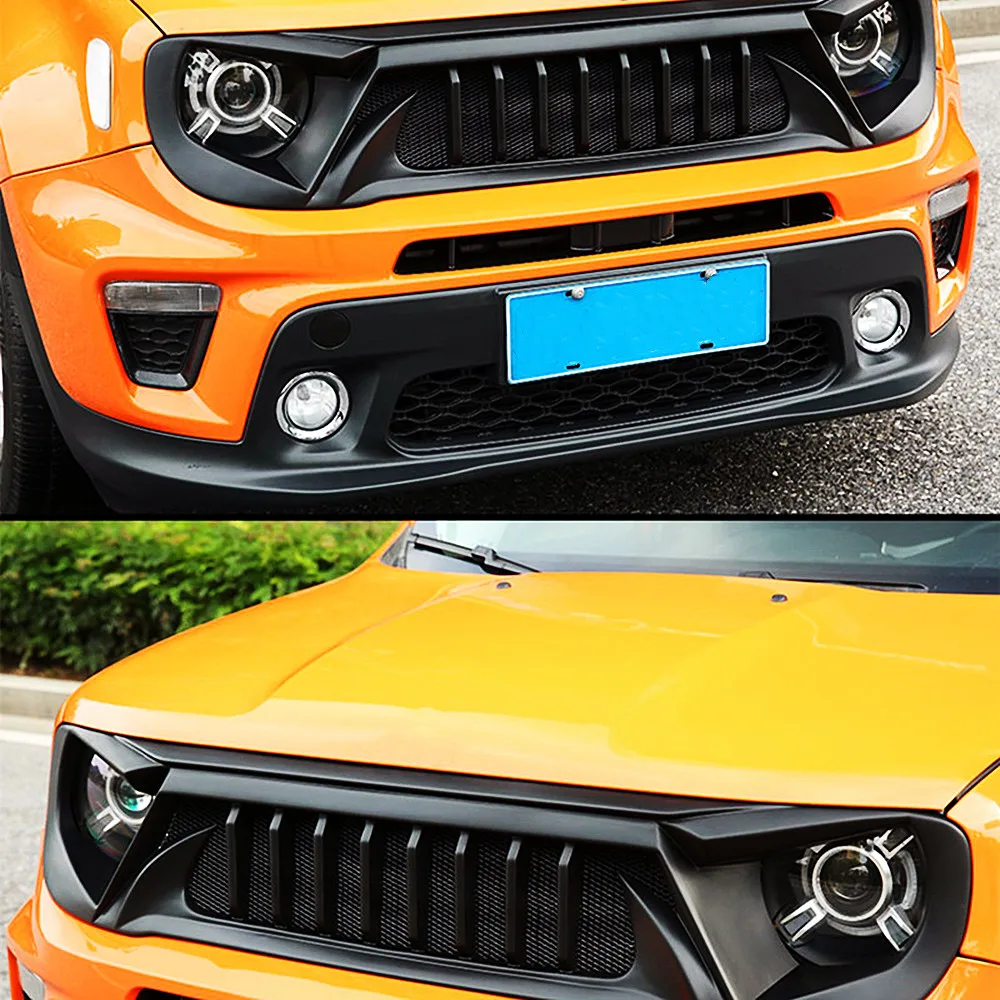 Front Bumper Racing Radiator Mesh Grill For For Jeep Renegade 2016-2023 Gloss Matte Black Color Carbon Print Car Accessorie Part