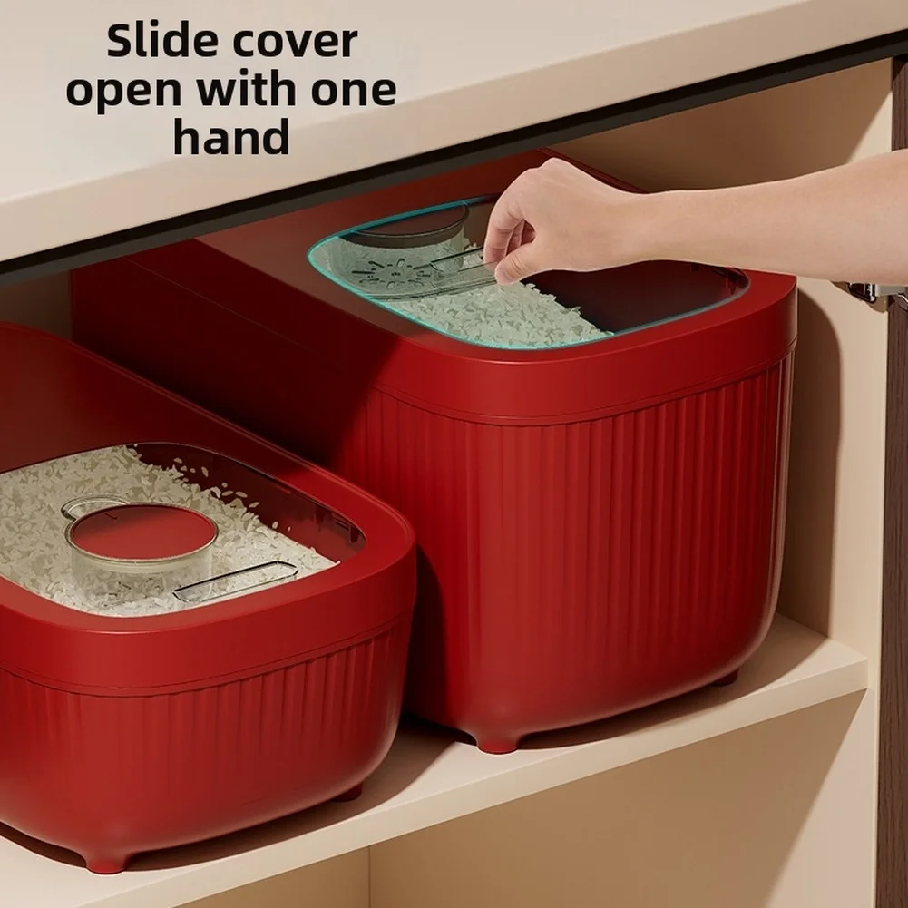 

Большой герметичный контейнер для хранения зерна с выдвижной крышкой, влагонепроницаемый пластиковый контейнер для хранения риса и муки