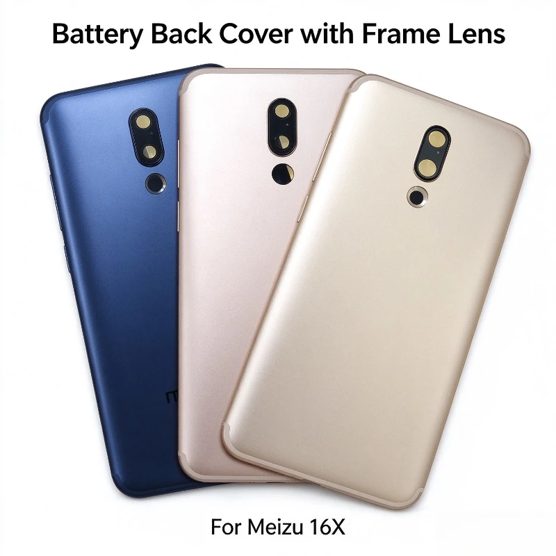 Battery Back Housing Cover For Meizu 16X Rear Case Phone Lid with Camera Glass Lens + Middle Frame+button