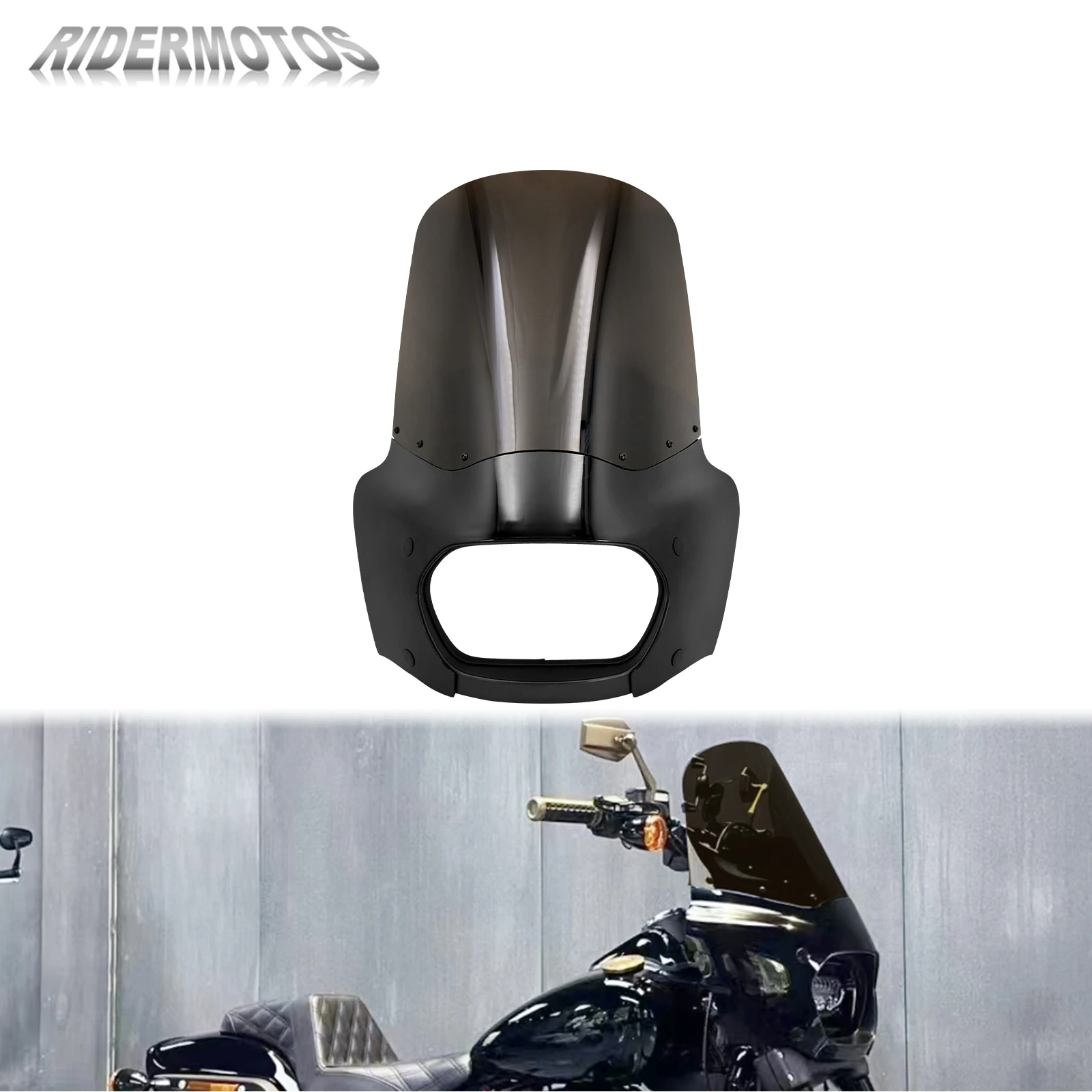 

Motorcycle Windshield 15" Headlamp Front Cowl Headlight Fairing Cover For Harley Softail Fat Bob FXFB FXFBS 2018-2022 2023 2024