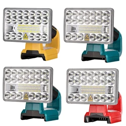 2000LM 18W LED Work Light for Milwaukee/Dewalt/Makita/Bosch 18V Li-ion Battery Rechargeable Lamps Portable Outdoor Flashlight