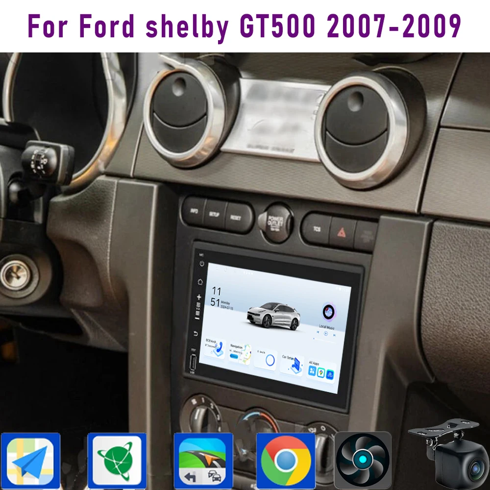 

GPS 7" For Ford shelby GT500 2007-2009 Wireless CarPlay Android 15 Car Radio WIFI Multimedia Player Head Unit Google Map Camera
