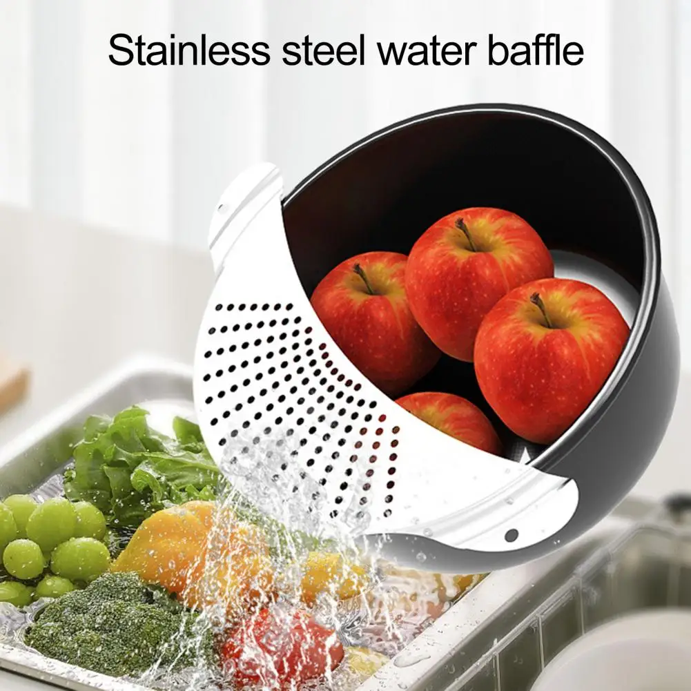 Practical Stainless Steel Strainer Half-moon Design Easy to Use Space-Saving Convenient Handle Drainer