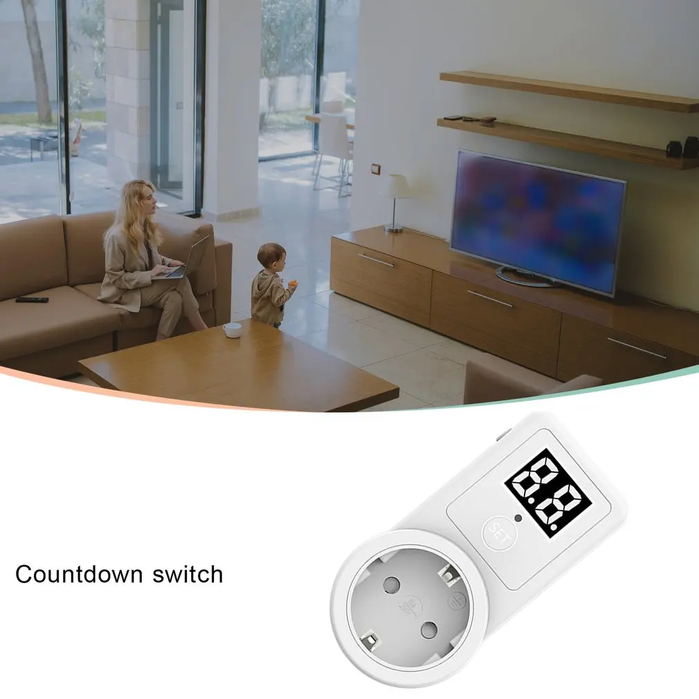 Countdown Switch Two Digit Display Countdown Timer Time Control Telephone Battery Electric Vehicle Charging 10A EU Plug