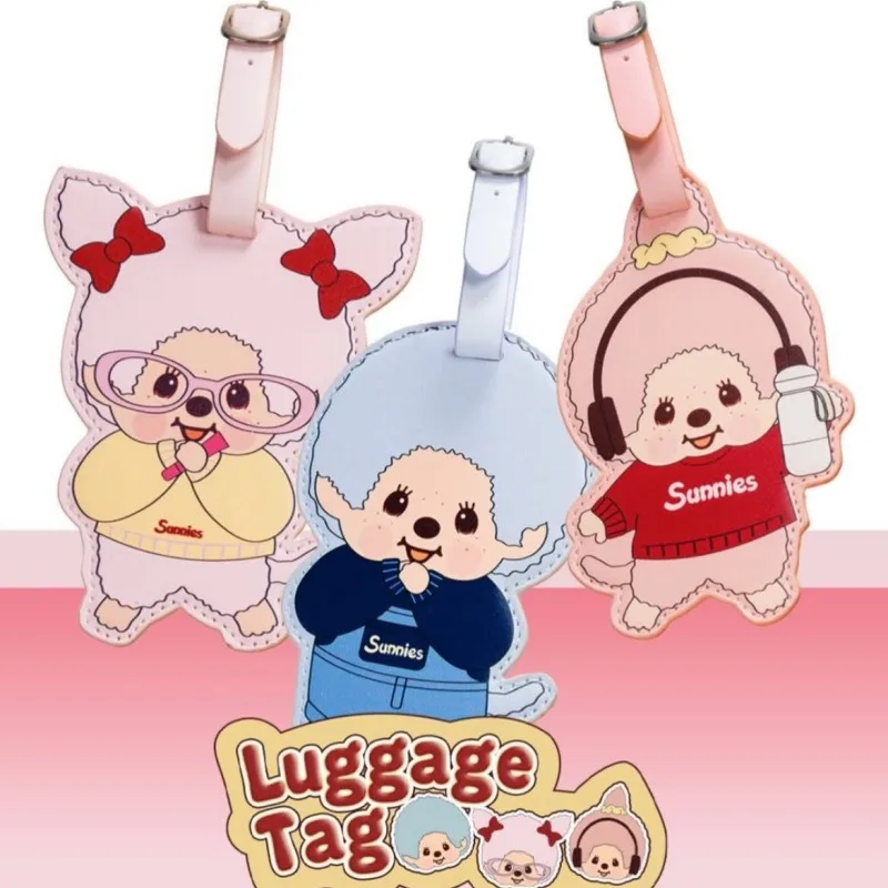 

Monchhichi Cartoon Luggage Tag Kawaii Decoration Luggage Anti Loss Pendant Anime Peripheral Birthday Gift