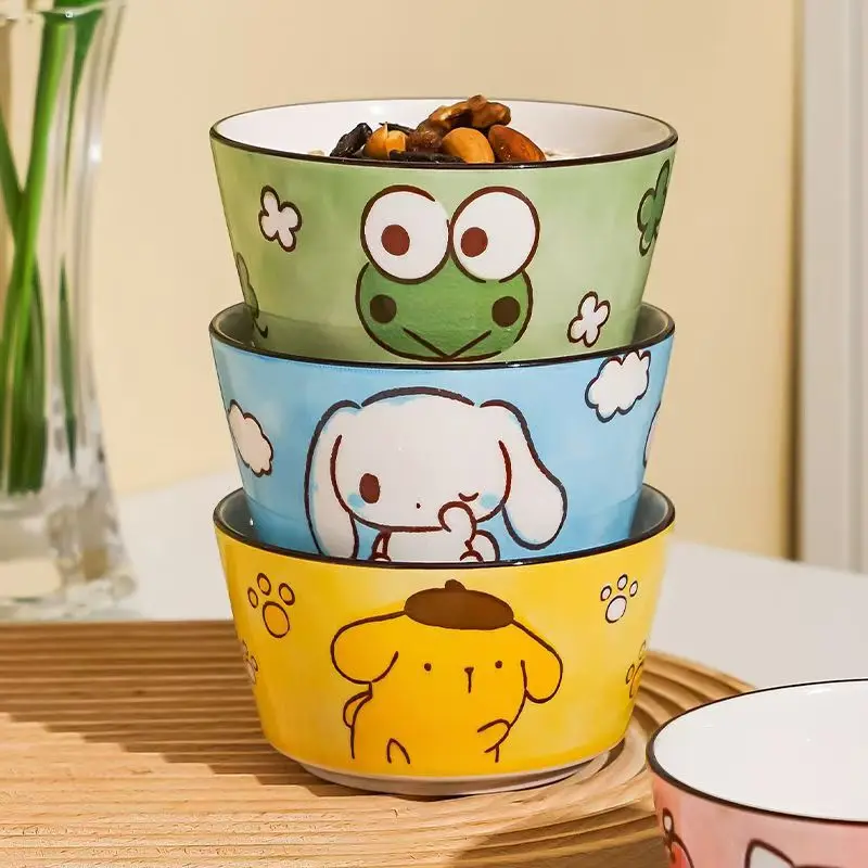 4.5in مرحبا كيتي الأطفال وعاء سيراميك لطيف الكرتون الإبداعية وعاء الأرز سميكة أدوات المائدة للحلوى سلطة السلطانيات سانريو #4