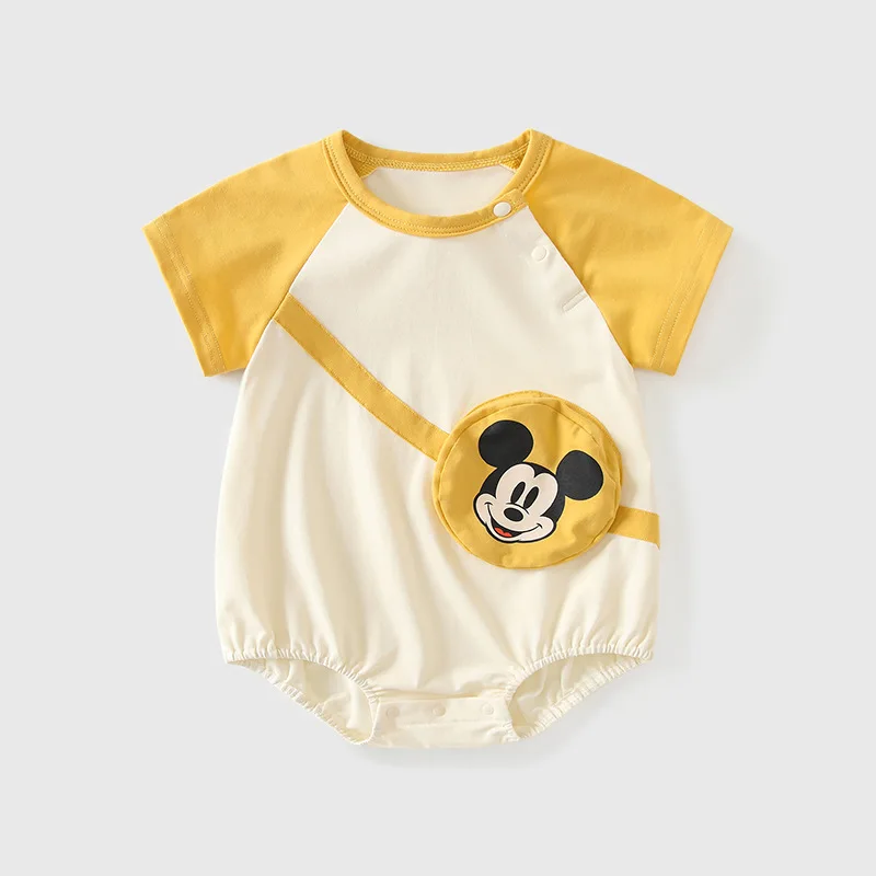 

MINISO Mickey Mouse Summer Short Sleeve Baby Boy Fart Coat Cotton Romper Newborn Onesie Infant Clothes 0-12 Months Bodysuits