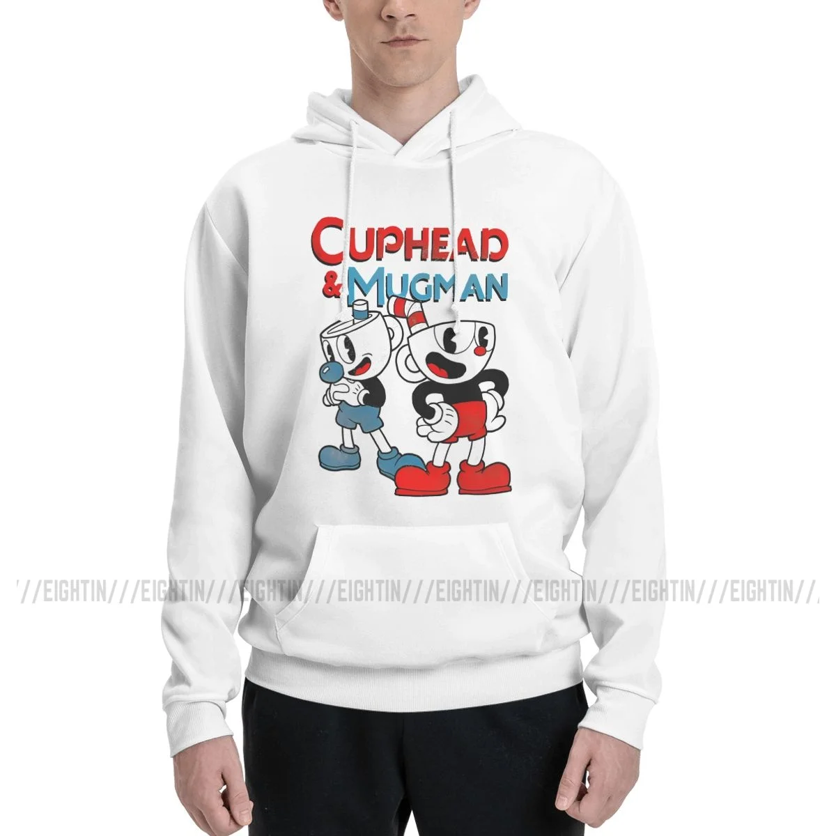 Novedad sudaderas con capucha pareja sudadera fina de lana hombre Cuphead & Mugman Dynamic Duo 100% sudaderas con capucha de algodón jerseys normales