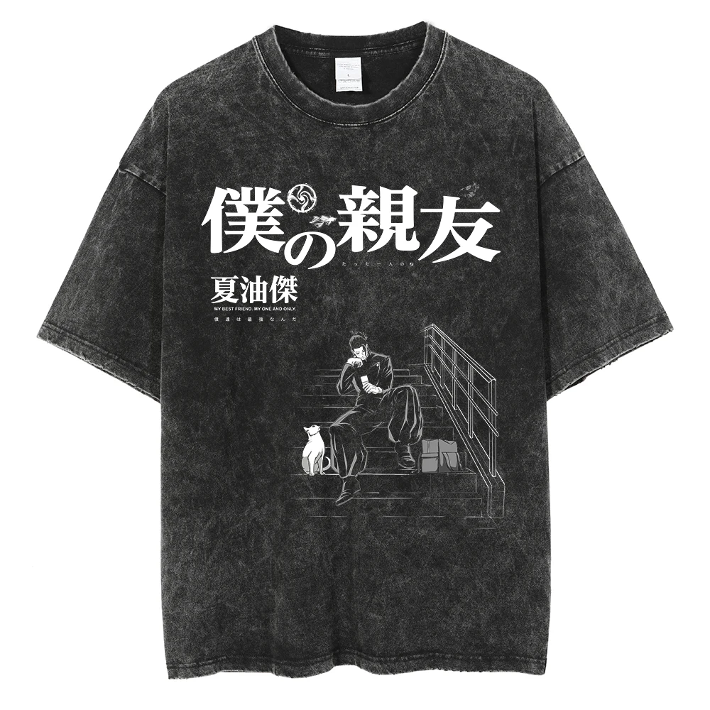 

Harajuku Anime Jujutsu Kaisen Summer T-Shirt Men's Cotton Fitness Vintage Street Oversized Women's Casual Short Sleeves Top Y2k