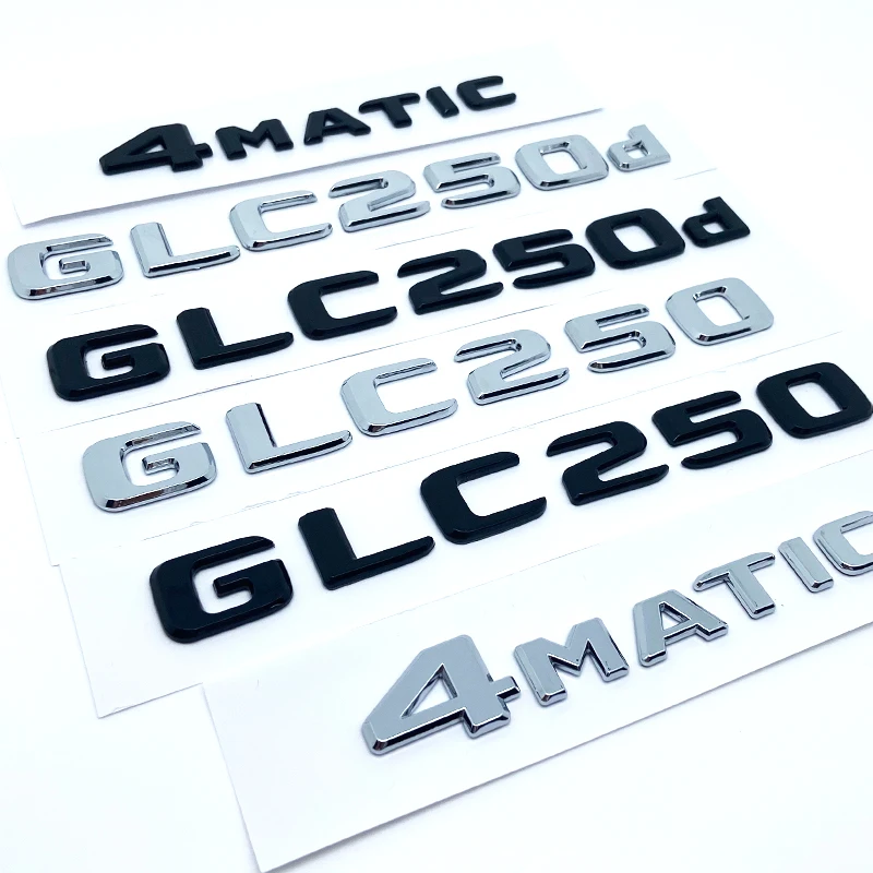 ثلاثية الأبعاد ABS كروم الحروف السوداء GLC260 GLC300 GLC350 GLC220d GLC350e 4Matic شعار ل GLC X253 سيارة جذع شعار ملصق #1