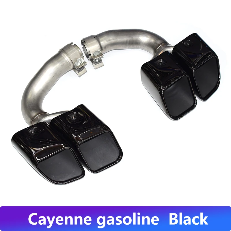 1 paar uitlaatpijp upgrade GTS roestvrij staal zwart quad demper uitlaatpijp voor Porsche Cayenne Fuel Hybrid 2018-2025