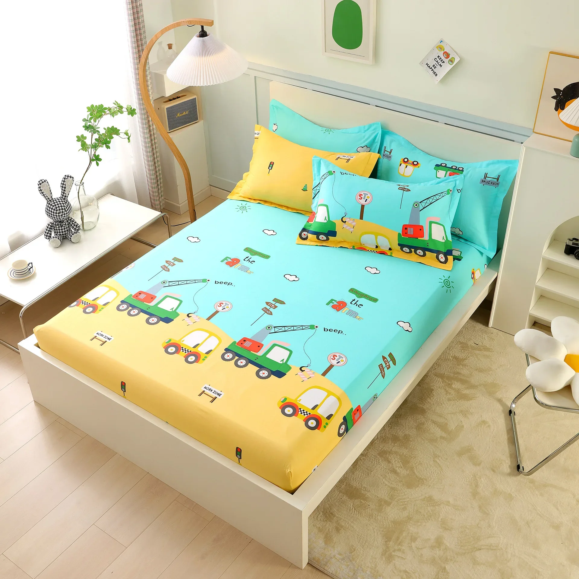 Anime Cute Kids Baby Cotton Fitted Sheet with Elastic Band Bed Sheets Linen Bedspread Mattress Cover Bed 0.9m 1.2m 1.5m 1.8m